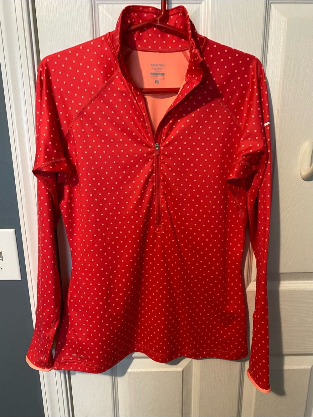 Nike Red Polka Dot Quarter-Zip Active Top